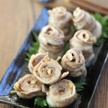 レンジで簡単。豚バラのくるみ味噌巻き