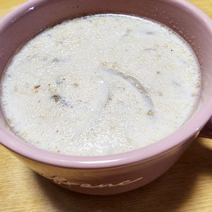 ナムディの作ってみた!投稿(中華風♡ベーコンとまいたけのごま豆乳スープ)