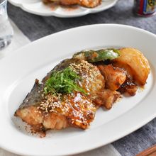 さわらの香味甘酢ダレからめ＊ほめられお魚料理！