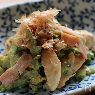 ゴーヤと鶏ささみのゆずマヨチリ味炒め