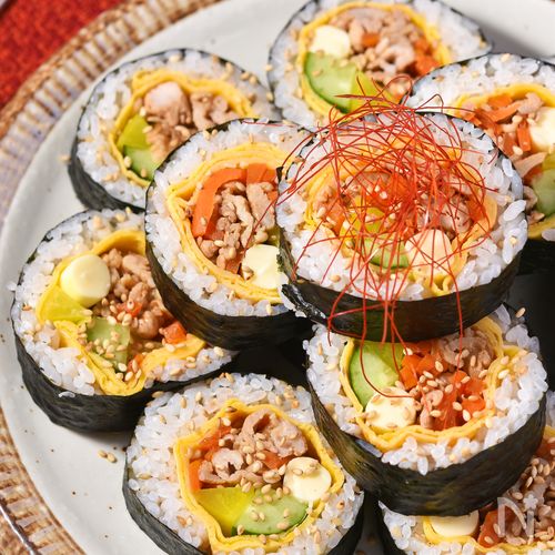 豚こまキンパ│具材が崩れず失敗知らず！韓国風巻きずし