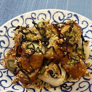 楽ラク手抜キッチン🐶🐾の作ってみた!投稿(火を使わない◎ちくわとオクラのうま塩昆布和え)