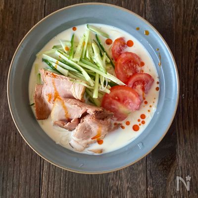 混ぜるだけのピリ辛!豆乳そうめん #高たんぱく質#バランス