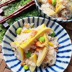 最高に美味しい♪♪筍と鮭と枝豆の炊き込みご飯