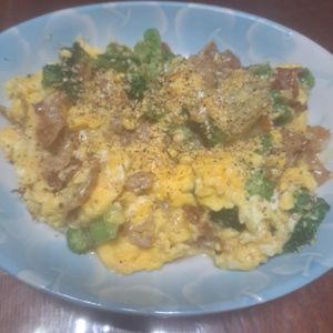 1443031の作ってみた!投稿(ブロッコリーと豚バラと卵の旨塩中華とろみ炒め)