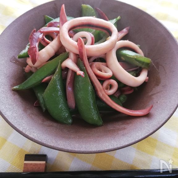 スピード料理☆イカとスナップえんどうのバター醤油炒め