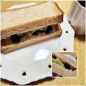 ナムディの作ってみた!投稿(お節リメイク【黒豆きんとんのクリチーサンド】)