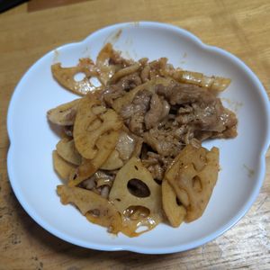 テアの作ってみた!投稿(やわらか豚こまと蓮根の甘酢炒め)
