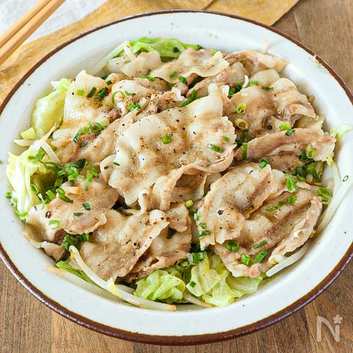 【レンジだけ！豚ばらキャベツのレンジ蒸し】簡単時短！10分！