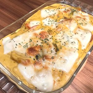 しーちゃんの作ってみた!投稿(かぼちゃが甘い♡【かぼちゃグラタン】ホクホクとろ〜り♡)