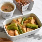 厚揚げとアスパラの梅めんつゆ浸し