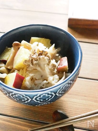 きのことさつまいもの炊き込みごはん