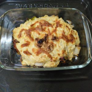さこ　マロ美の作ってみた!投稿(ヘルシーなのに絶品【きのことベーコンの豆腐グラタン】)