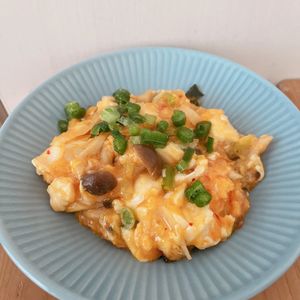 あーちゃん·͜· ♡の作ってみた!投稿(節約満足おかず♪豆腐のチリソースふんわり卵とじ)