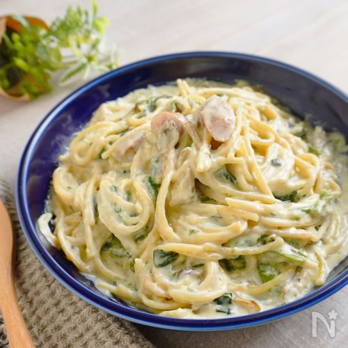 ワンパン【バタークリームパスタ】舞茸/ウインナー