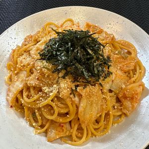 楽ラク手抜キッチン🐶🐾の作ってみた!投稿(【キムチと豆乳のクリーパスタ】混ぜて加熱するだけ！)