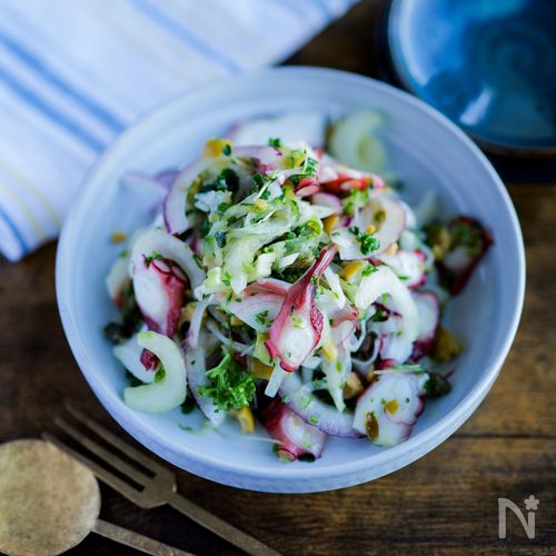 おもてなしに♪タコとお野菜たっぷりセビーチェ風