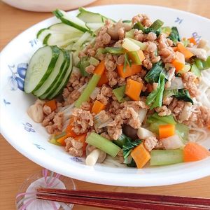Summerの作ってみた!投稿(大豆ミートのおいしさ大発見！トマトのバジル風味そうめん)