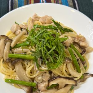 TinGenの作ってみた!投稿(フライパンひとつで！鶏肉ときのこの和風パスタ)