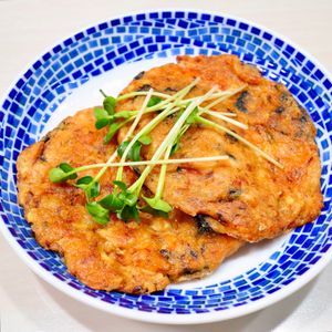 まゆの作ってみた!投稿(包丁不要！さば缶と豆腐のもちもち海苔チーズチヂミ)