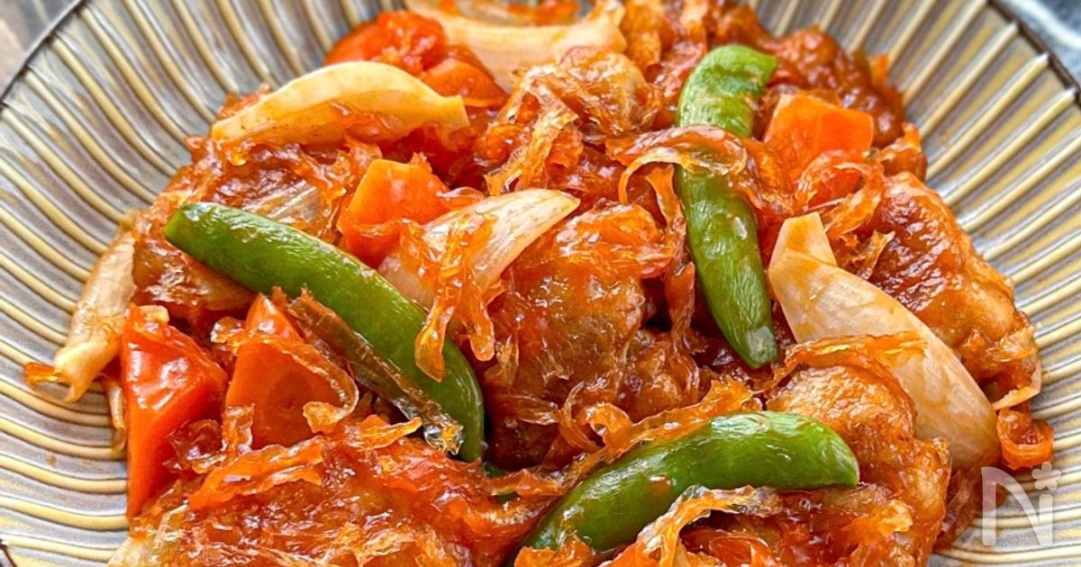 【スナップえんどうと新玉ねぎの酢鶏】揚げずにヘルシー♪