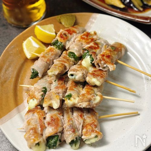 【豚肉のしそチーズ串焼き】ビールが進む！おうち居酒屋開店♪