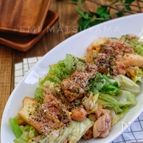 ＊鶏肉と絹厚揚げとキャベツのソース炒め＊