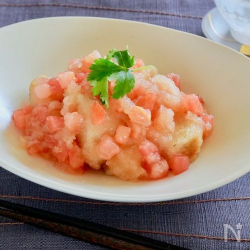 やわからタラのトマトみぞれ和え【箸ですっと切れる】