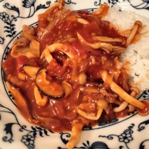 和音の作ってみた!投稿(濃厚!豚肉ときのこのトマトハヤシ《煮込み時間たったの5分♪》)
