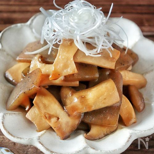 【エリンギこんにゃくのメンマ風】節約食材おつまみ