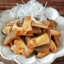 【エリンギこんにゃくのメンマ風】節約食材おつまみ