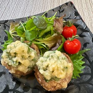 楽ラク手抜キッチン🐶🐾の作ってみた!投稿(大葉と白だしの香味ソースハンバーグ)