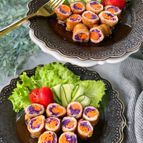 お弁当のおかずにもピッタリ♪甘辛ダレのカラフル肉巻き
