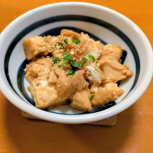 ゆきまる🐬🫧の作ってみた!投稿(レンジでできるあと1品♪包丁不要！【厚揚げの甘辛ごま照り】)