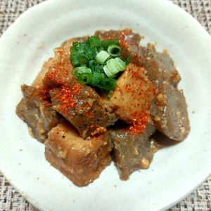 よっこの作ってみた!投稿(【厚揚げとこんにゃくのどて煮風】すぐでき!節約おつまみ副菜♬)