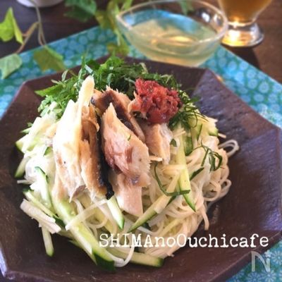 塩鯖と練り梅のさっぱりかけ素麺
