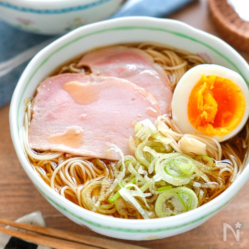 【ラーメン風♡ハムたま醤油そうめん】余ったそうめんで簡単！