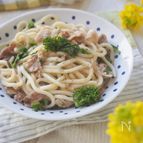 【菜の花と豚バラの焼きうどん】