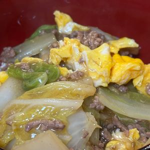 ともとらの作ってみた!投稿(【白菜とひき肉のとろたまあんかけ】男子喜ぶ/丼にも♡︎)