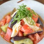 ノンオイルでさっぱりヘルシー♪「ささみと茄子のトマトマリネ」