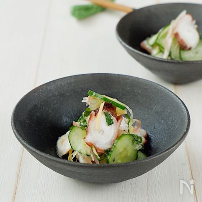 香味野菜たっぷり!きゅうりとタコの酢の物
