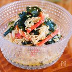 春雨よりヘルシー♪『湯かけえのきとわかめの中華サラダ』