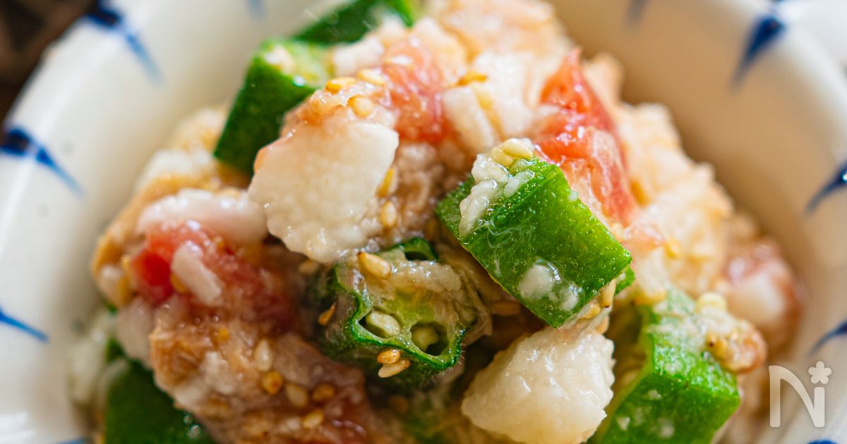 長芋とオクラの梅ツナ和え【レンジで簡単♪パパっと夏副菜】