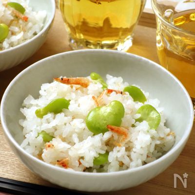 そら豆と桜えびのごはん