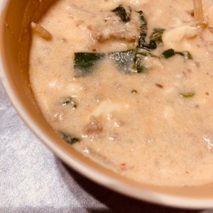 すみれの作ってみた!投稿(もやしと豆腐の担々風ごま味噌スープ【#簡単 #レンジ】)