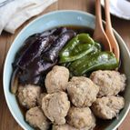 なすとピーマンと鶏だんごの煮浸し【豆腐でふわふわ】
