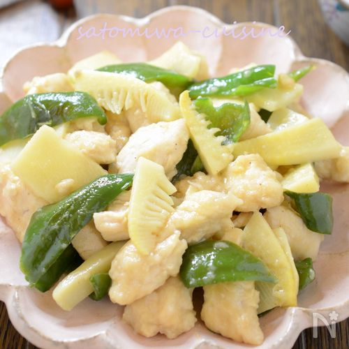お肉しっとり【ささみ筍ピーマンの白だし炒め】お弁当にも♪