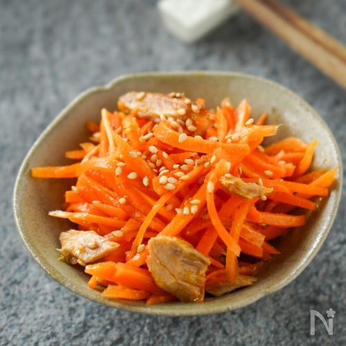 レンジで１分副菜『ツナ人参』お弁当や作り置きにも♡