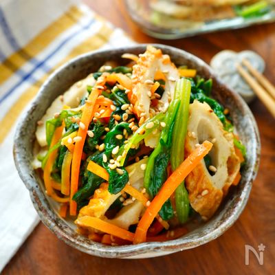 栄養満点！パパッと10分副菜♪ちくわ入りほうれん草のナムル