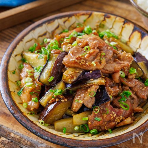 【ワンパン速攻】豚こま茄子の胡麻ポン照り☆ご飯おかわり♪